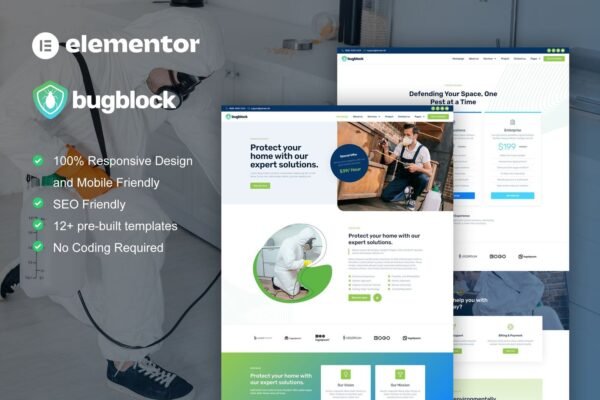 BugBlock - Pest Control Service Elementor Template Kit