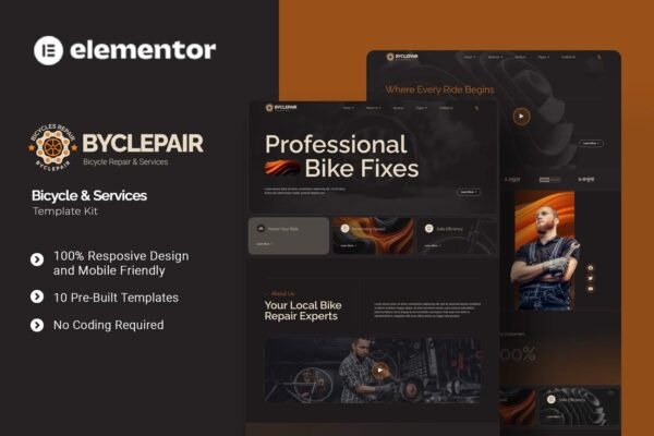 Byclepair - Bicycle & Service Elementor Template Kit