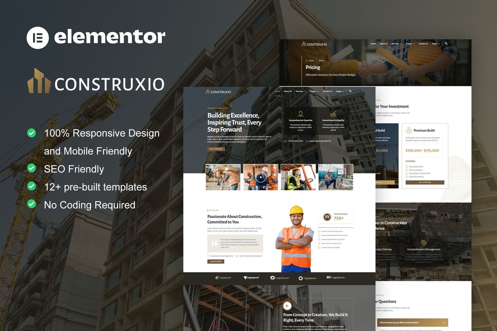 Construxio - Construction & Building Company Elementor Pro Template Kit 1 Construxio - Construction & Building Company Elementor Pro Template Kit
