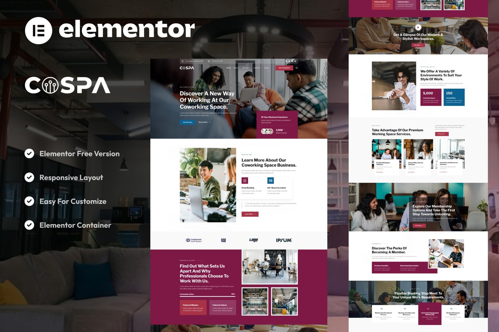 Cospa - Coworking Space & Virtual Office Elementor Template Kit 1 Cospa - Coworking Space & Virtual Office Elementor Template Kit