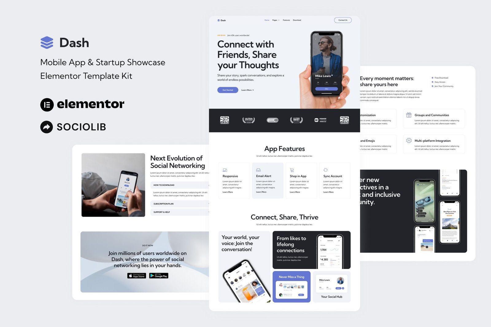 Dash - Mobile App & Startup Showcase Elementor Template Kit 1 Dash - Mobile App & Startup Showcase Elementor Template Kit