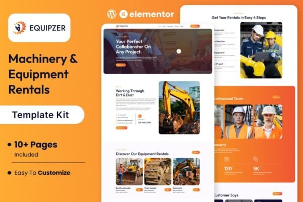 Equipzer - Machinery & Equipment Rentals Elementor Template Kit