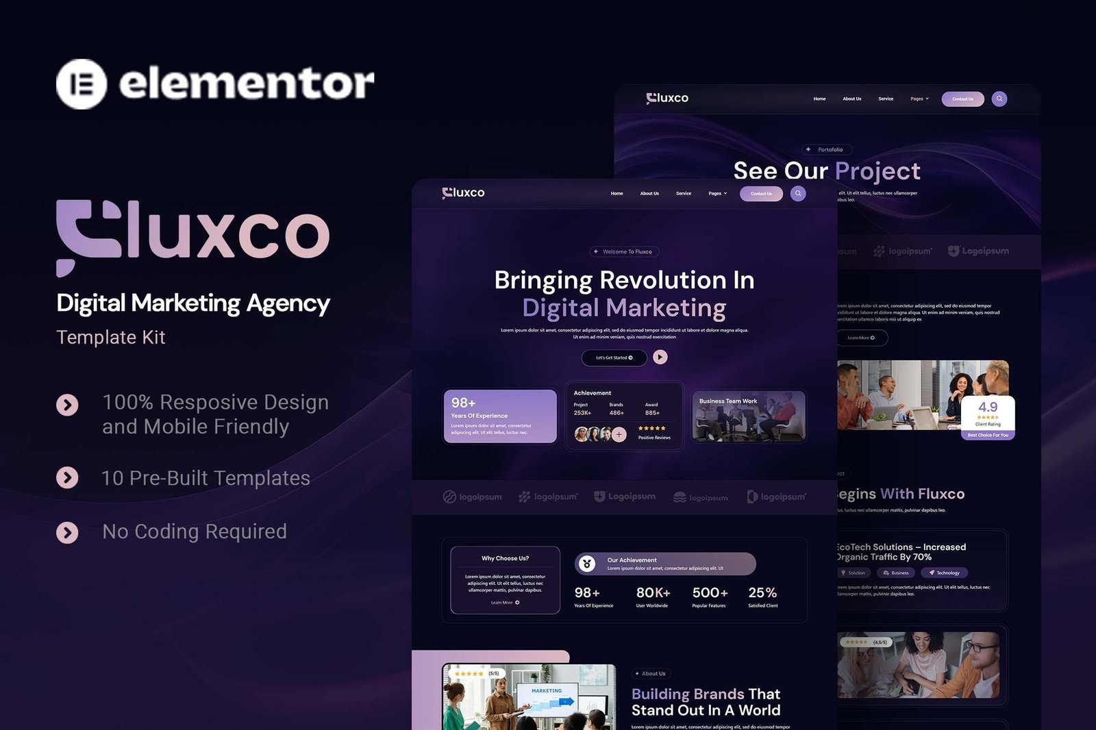 Fluxco - Digital Marketing Agency Elementor Template Kit 1 Fluxco - Digital Marketing Agency Elementor Template Kit