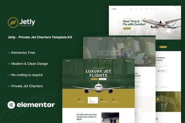 Jetly - Private Jet Charters Elementor Template Kit