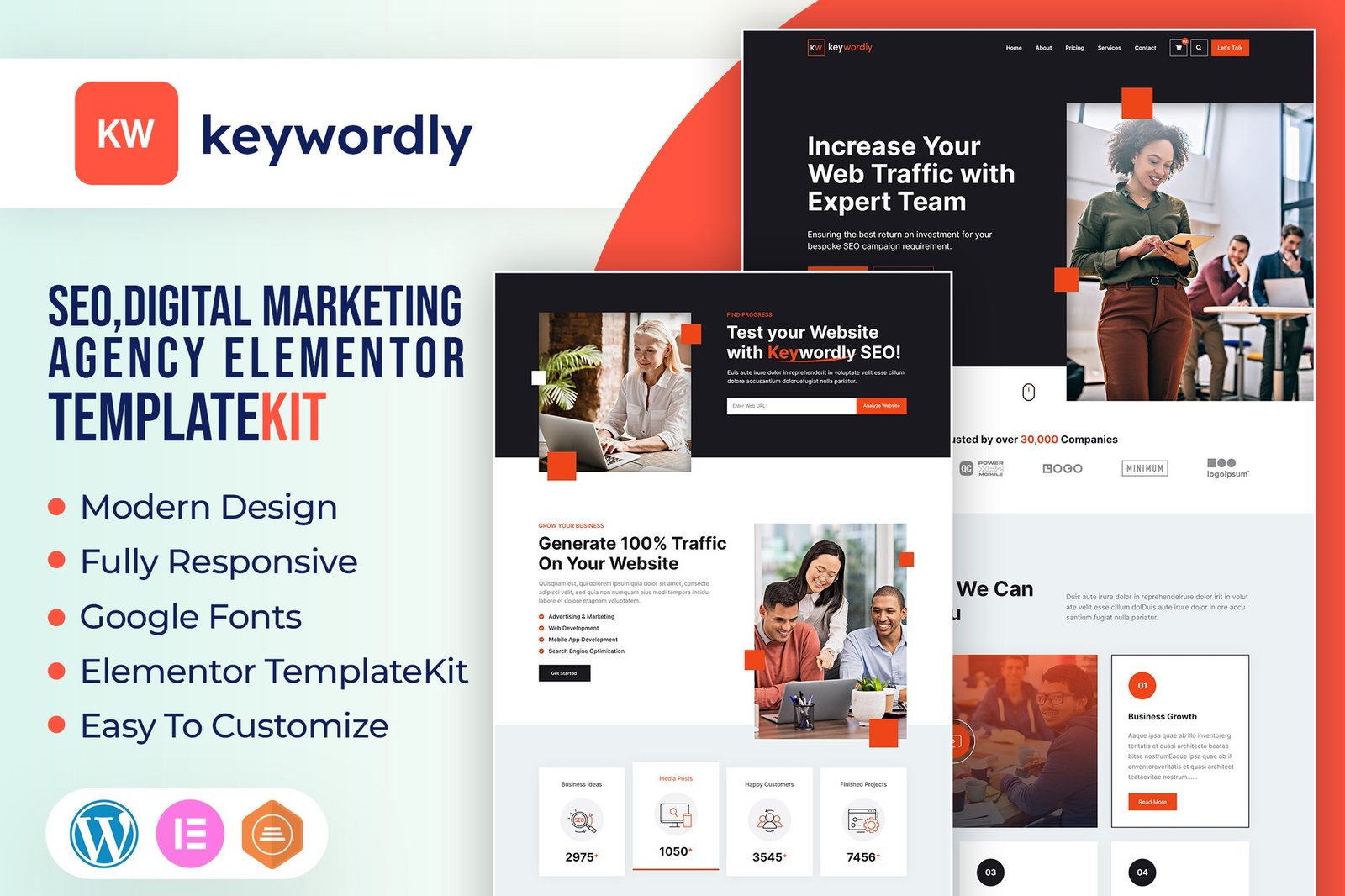 Keywordly - Digital Marketing Agency Elementor Template Kit