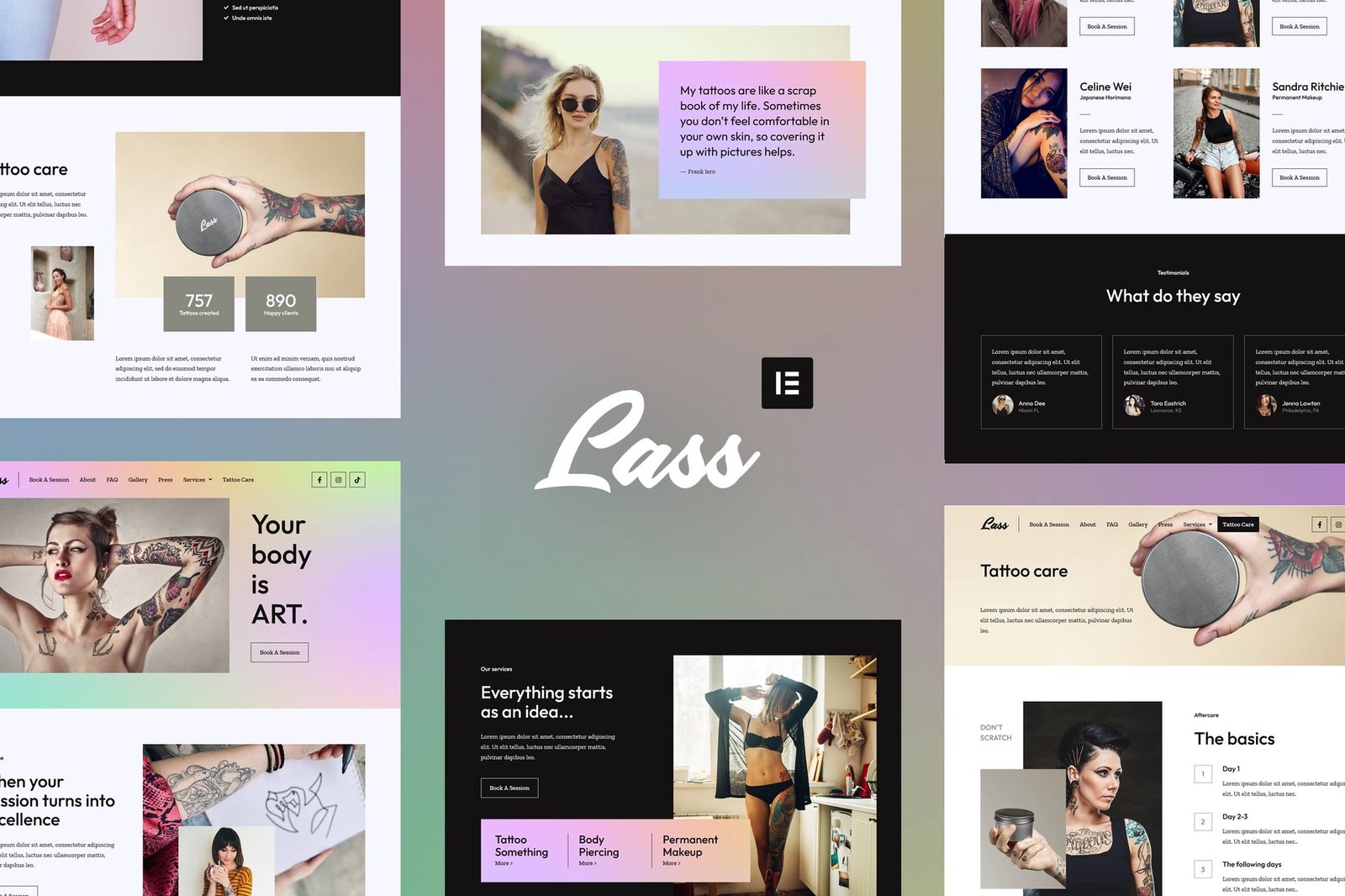 Lass - Tattoo Artist & Piercing Studio Elementor Template Kit