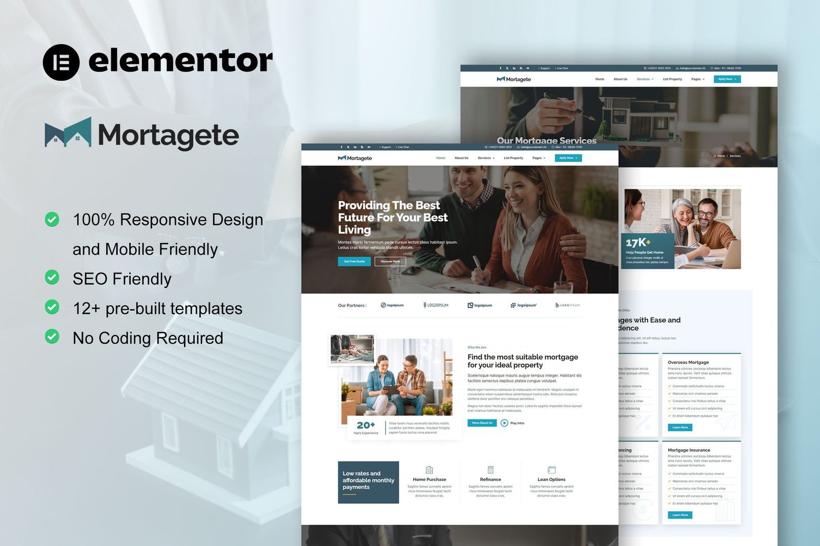 Mortagete - Mortgage Company Elementor Template Kit 1 Mortagete - Mortgage Company Elementor Template Kit