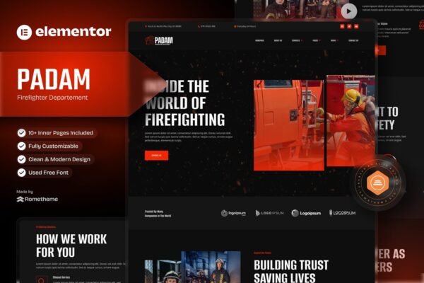 Padam - Firefighter Departement Elementor Template Kit