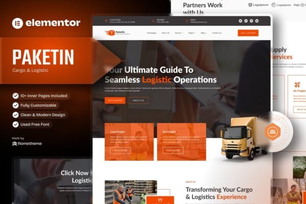 Paketin - Cargo and Logistics Elementor Template Kit