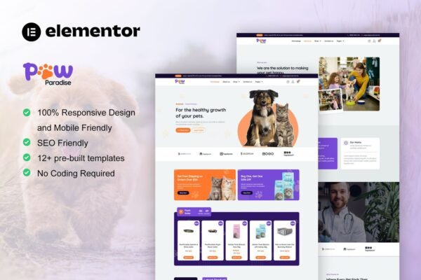 PawParadise - WooCommerce Pet Shop Elementor Template Kit