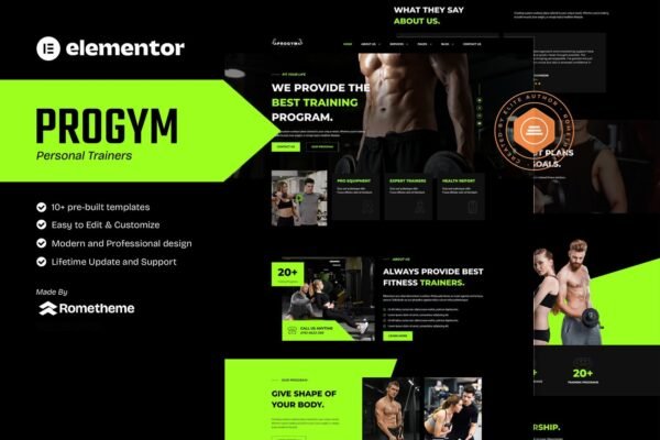 Progym - Personal Trainers & Fitness Elementor Template Kit