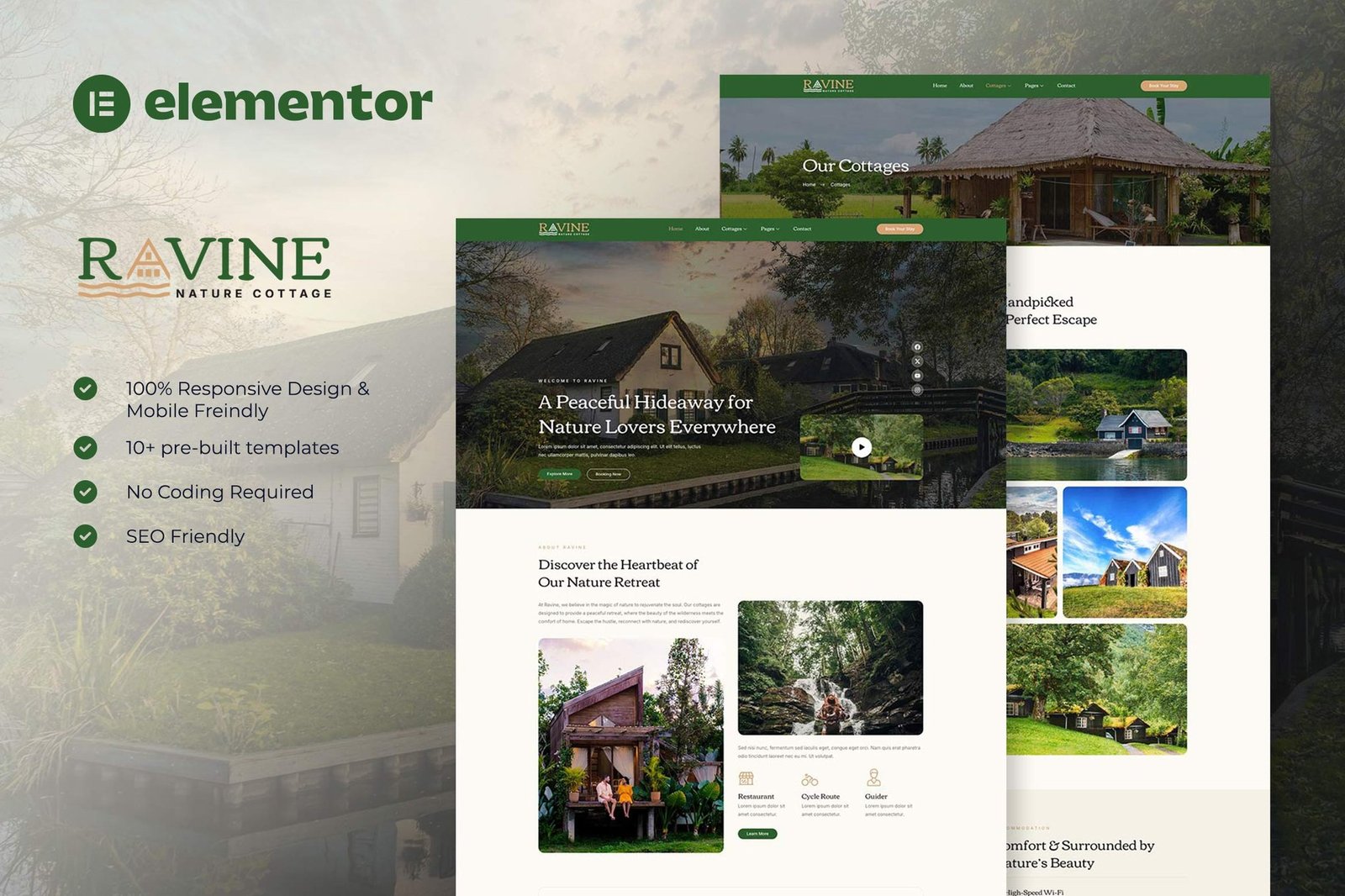 Ravine - Nature Cottage Elementor Template Kit 1 Ravine - Nature Cottage Elementor Template Kit