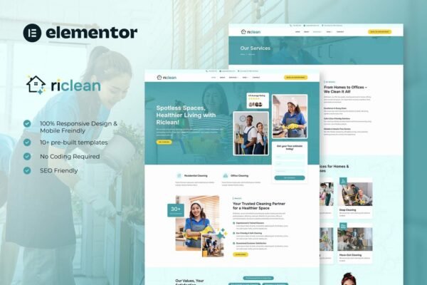 Riclean - Cleaning Service Company Elementor Template Kit