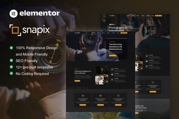 Snapix - Photography & Videography Services Elementor Template Kit