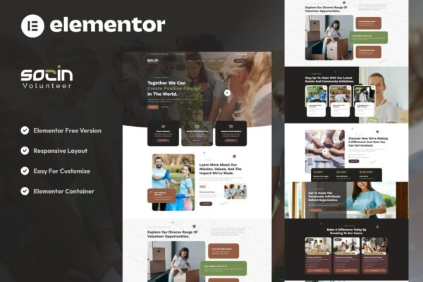 Socin - Volunteer & Charity Elementor Template Kit