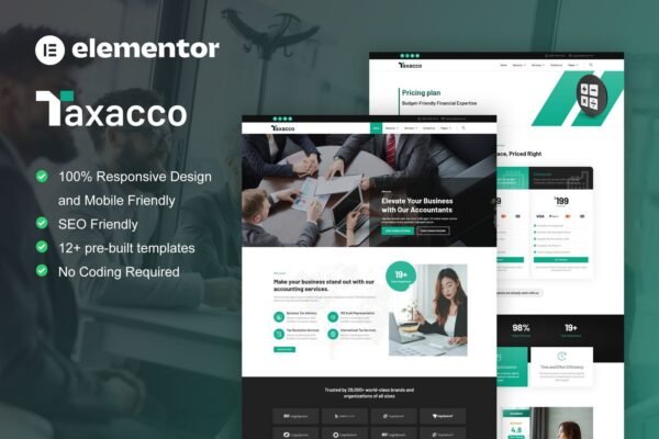 Taxacco - Accounting Firm Elementor Pro Template Kit