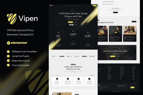 Vipen - VPN Services & Proxy Elementor Template Kit