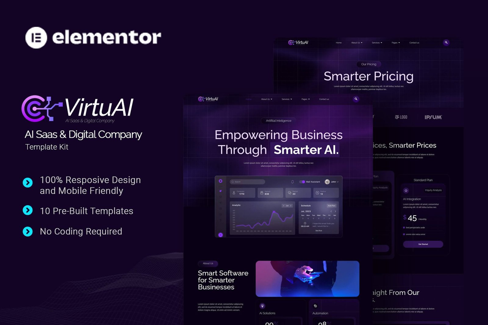 VirtuAI - AI Saas & Digital Company Elementor Template Kit 1 VirtuAI - AI Saas & Digital Company Elementor Template Kit